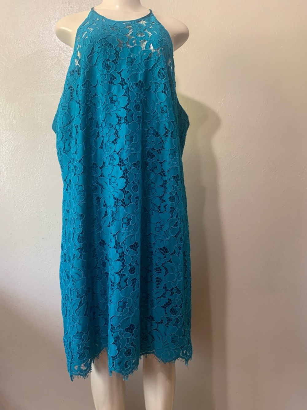 Free People Hutch size 2X Teal Floral Lace Halter Back Dress Lined, NWT - Picture 1 of 10